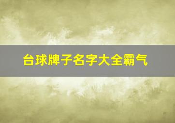 台球牌子名字大全霸气