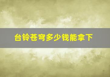 台铃苍穹多少钱能拿下