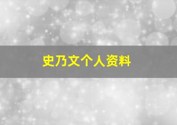 史乃文个人资料