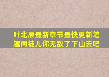 叶北辰最新章节最快更新笔趣阁徒儿你无敌了下山去吧