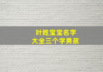 叶姓宝宝名字大全三个字男孩