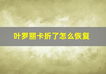 叶罗丽卡折了怎么恢复