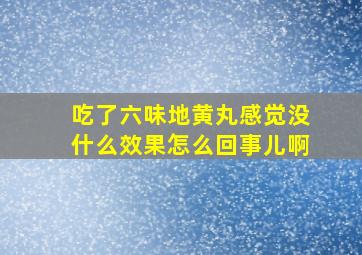 吃了六味地黄丸感觉没什么效果怎么回事儿啊