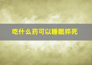 吃什么药可以睡眠猝死