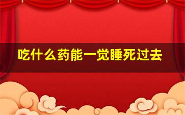 吃什么药能一觉睡死过去