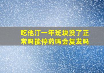 吃他汀一年斑块没了正常吗能停药吗会复发吗