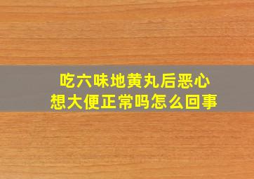 吃六味地黄丸后恶心想大便正常吗怎么回事