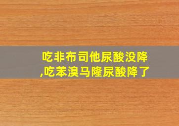 吃非布司他尿酸没降,吃苯溴马隆尿酸降了