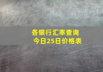 各银行汇率查询今日25日价格表