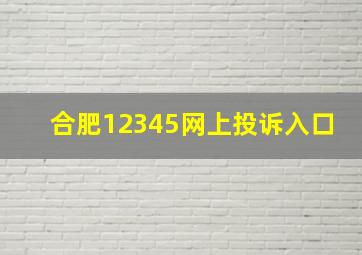 合肥12345网上投诉入口