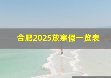 合肥2025放寒假一览表