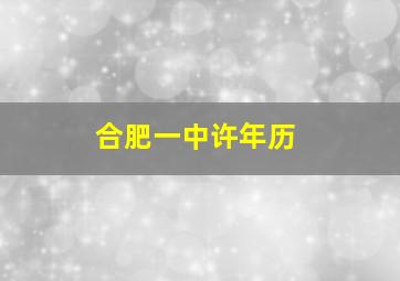 合肥一中许年历