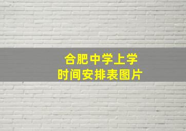 合肥中学上学时间安排表图片