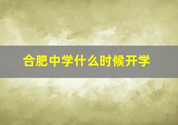 合肥中学什么时候开学