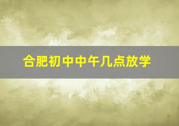 合肥初中中午几点放学