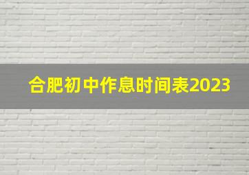 合肥初中作息时间表2023