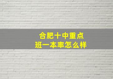 合肥十中重点班一本率怎么样