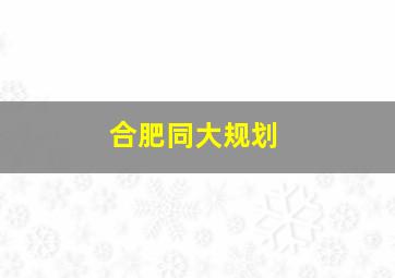 合肥同大规划