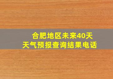 合肥地区未来40天天气预报查询结果电话