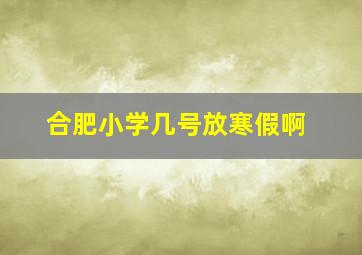 合肥小学几号放寒假啊