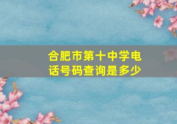 合肥市第十中学电话号码查询是多少