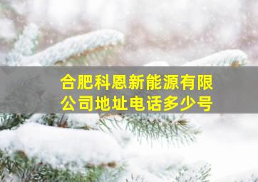 合肥科恩新能源有限公司地址电话多少号