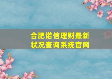 合肥诺信理财最新状况查询系统官网