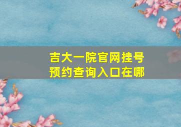 吉大一院官网挂号预约查询入口在哪