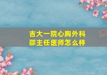 吉大一院心胸外科邵主任医师怎么样