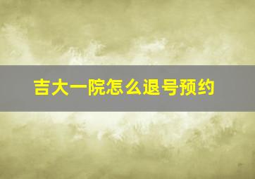 吉大一院怎么退号预约