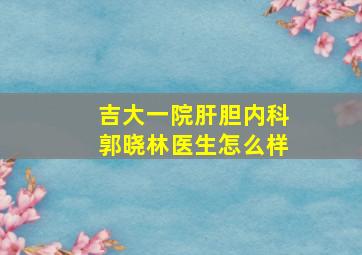 吉大一院肝胆内科郭晓林医生怎么样