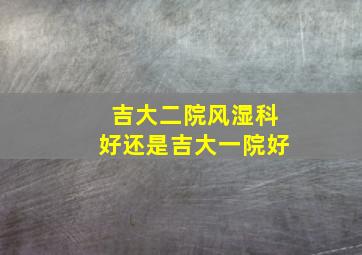 吉大二院风湿科好还是吉大一院好