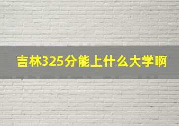 吉林325分能上什么大学啊