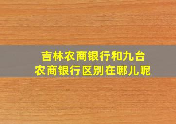 吉林农商银行和九台农商银行区别在哪儿呢