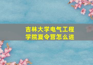 吉林大学电气工程学院夏令营怎么进