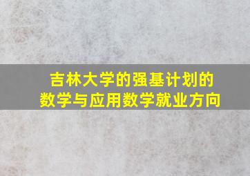 吉林大学的强基计划的数学与应用数学就业方向