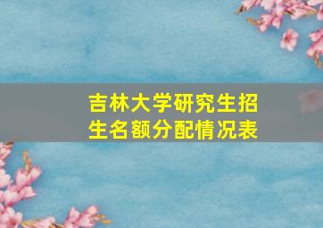 吉林大学研究生招生名额分配情况表