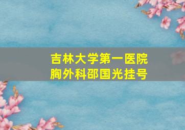 吉林大学第一医院胸外科邵国光挂号