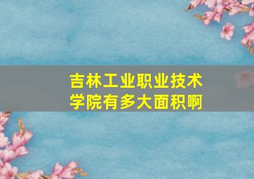 吉林工业职业技术学院有多大面积啊