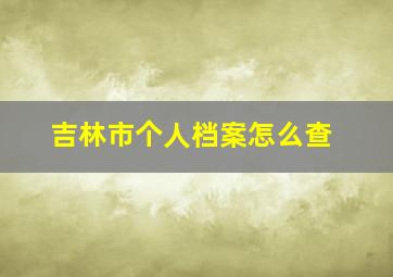 吉林市个人档案怎么查