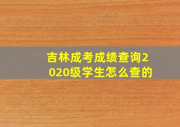 吉林成考成绩查询2020级学生怎么查的