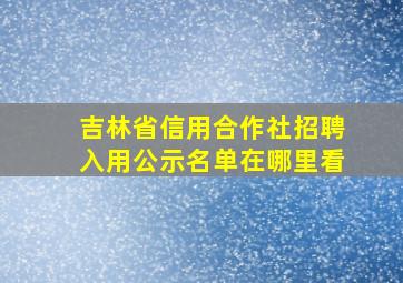 吉林省信用合作社招聘入用公示名单在哪里看