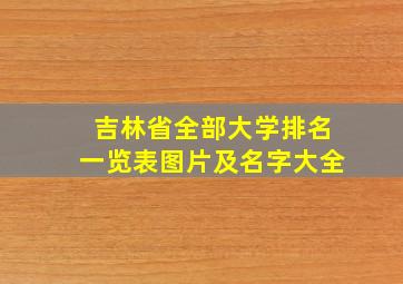 吉林省全部大学排名一览表图片及名字大全