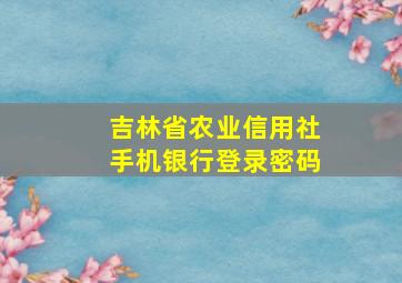 吉林省农业信用社手机银行登录密码