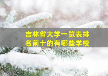 吉林省大学一览表排名前十的有哪些学校