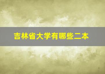 吉林省大学有哪些二本