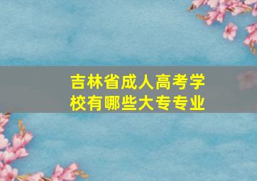 吉林省成人高考学校有哪些大专专业