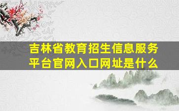 吉林省教育招生信息服务平台官网入口网址是什么