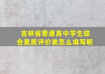 吉林省普通高中学生综合素质评价表怎么填写啊