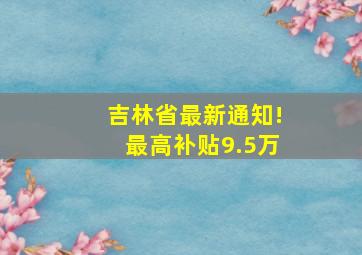 吉林省最新通知!最高补贴9.5万